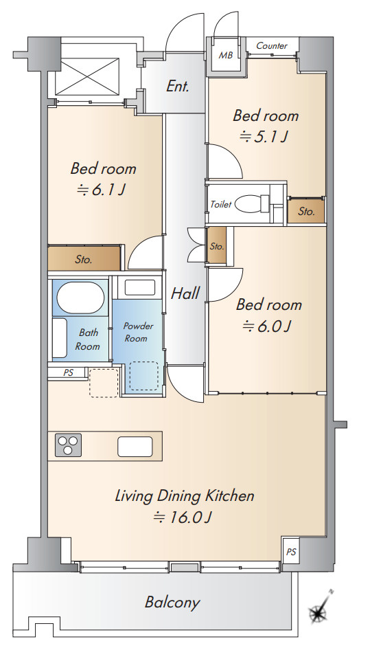 グランドメゾン横浜反町【仲介手数料無料】の間取り