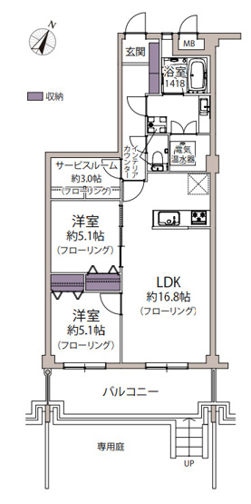 【間取り】 | ライオンズマンションマキシム萩の宮 | スッキリとした造りのフルリフォーム済み2SLDK。自由に使えるサービスルーム付きです