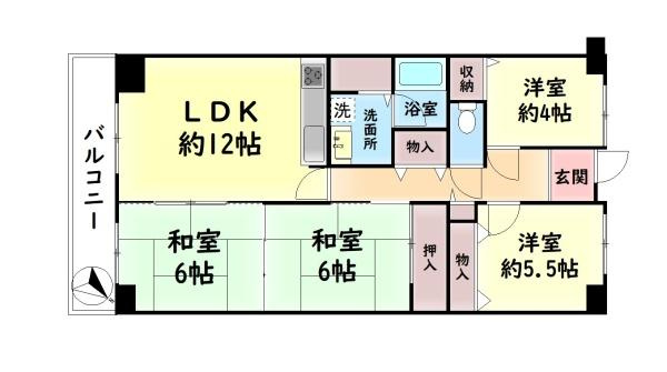 【間取り】 | コーストアベニュー岸和田コーポラス１号棟　中古マンション