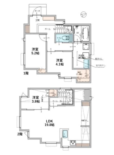 横浜市戸塚区戸塚町の新築一戸建の間取り