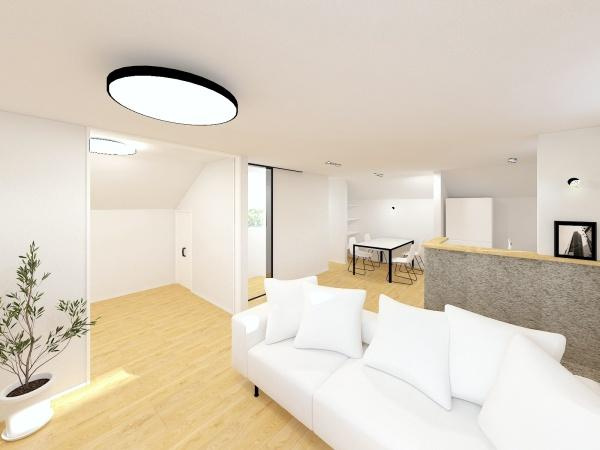 横浜市戸塚区戸塚町の新築一戸建の内観：施工例|リビングイメージパース