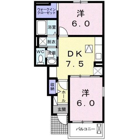 【間取り】 | ルーチェ・スバル | 2DKのお部屋です