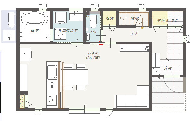 高知市石立町2号地（はりまやタウン）売り土地（建築条件付き）の参考プラン|1階　参考プラン間取り図です
