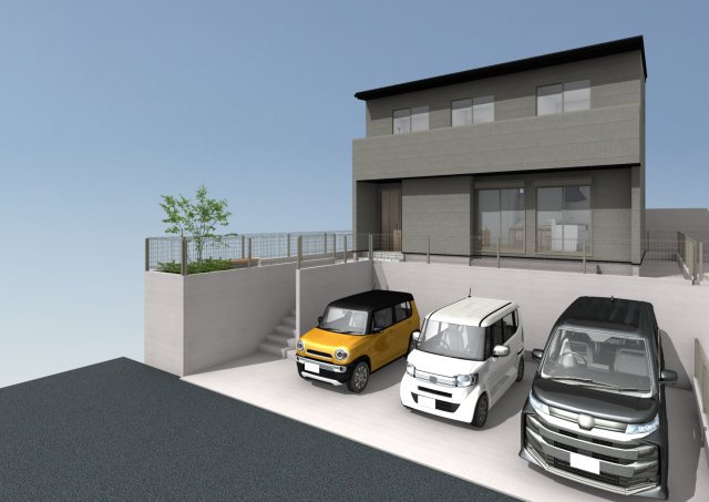 高知市西秦泉寺（西棟）売り土地（建築条件付き）の外観パース|シンプルな佇まいです♪