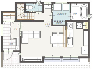 高知市西秦泉寺（西棟）売り土地（建築条件付き）の参考プラン|家事時間が短縮する間取りです。
