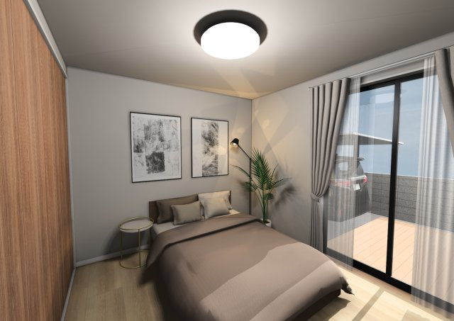 高知市瀬戸西町　建築条件付き土地（平屋プラン）の完成予想図|落ち着きのある寝室が日々の疲れを癒してくれます。