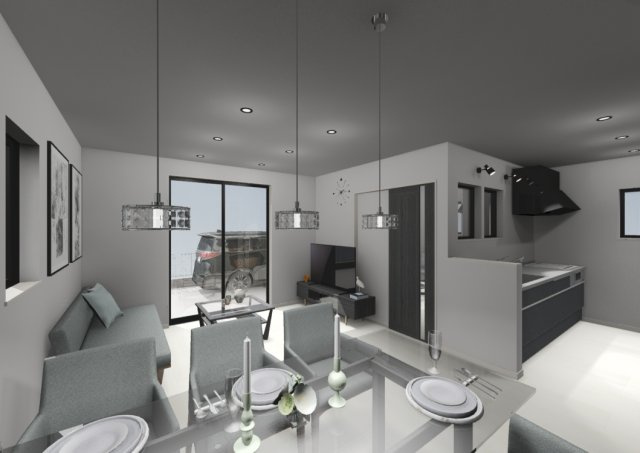 高知市石立町5号地（はりまやタウン）売り土地（建築条件付き)の完成予想図|リビング１