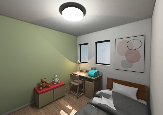 高知市石立町5号地（はりまやタウン）売り土地（建築条件付き)の完成予想図|子供部屋