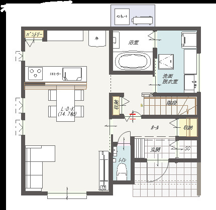 高知市石立町3号地（はりまやタウン）売り土地（建築条件付き）の参考プラン|間取り１