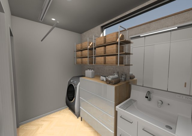 高知市石立町3号地（はりまやタウン）売り土地（建築条件付き）の完成予想図|脱衣所