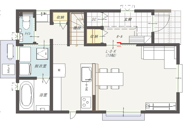 高知市石立町8号地（はりまやタウン）売り土地（建築条件付き）の参考プラン|間取り１