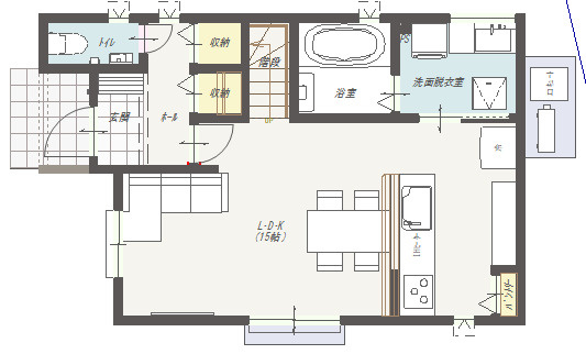 高知市石立町6号地（はりまやタウン）売り土地（建築条件付き）の参考プラン|間取り図１