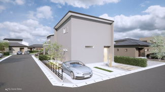 【外観パース】 | 宇治市伊勢田町名木2丁目　売土地　建築条件付き | お客様のお好みに合わせて、外観デザインも一緒に作り上げていきます。「ひと目で分かるアトリエの家」をコンセプトに、木・金属・吹抜けを組み合わせ”あなたらしさ”を表現できる外観づくりが可能です。