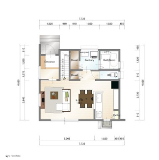 【参考プラン】 | 宇治市伊勢田町名木2丁目　売土地　建築条件付き | 【1階】自由設計になりますので設計士と直接お話していただきオンリーワンのおうちづくりが可能です！需要の多いランドリールームも実現可能です。一緒に楽しくお家づくりをしていきましょう！