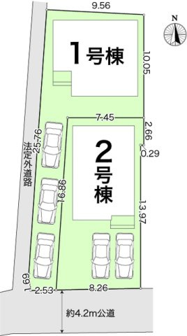 土佐市高岡町甲4期2号棟　新築建売の区画図