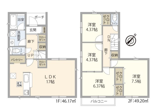 新築｜さいたま市見沼区風渡野｜全１棟の間取り|4LDK