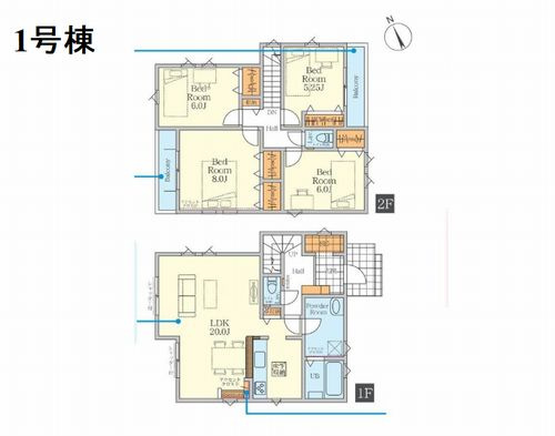 【間取り】 | 【仲介手数料０円】座間市南栗原6期　新築一戸建て　１号棟　全2棟 | 1号棟　座間市南栗原6期　新築一戸建て　全2棟
