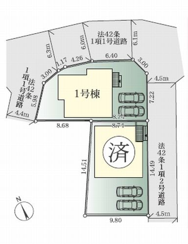 【区画図】 | 【仲介手数料０円】座間市南栗原6期　新築一戸建て　１号棟　全2棟 | 座間市南栗原6期　新築一戸建て　全2棟