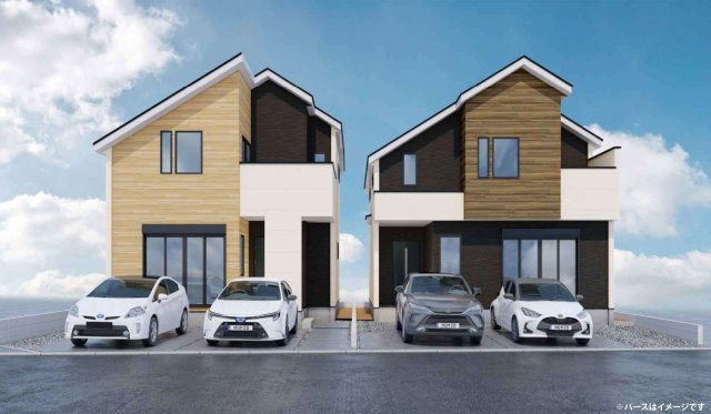 横浜市戸塚区俣野町 新築戸建て【仲介手数料無料】カースペース2台の外観パース