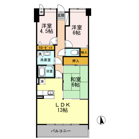プラザハイツ二ツ屋F棟の間取り