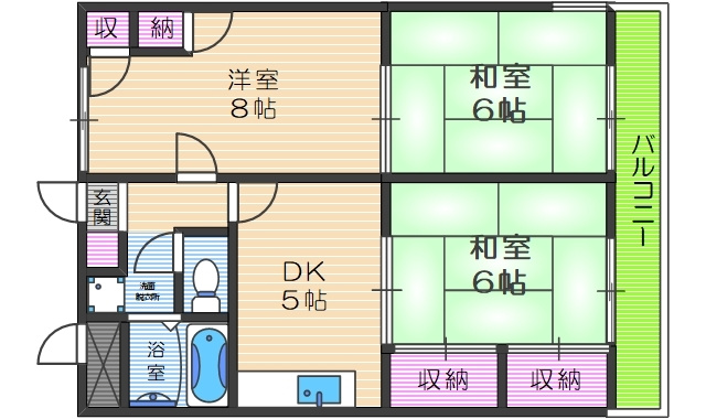 和泉市伯太町２丁目のハイツの間取り