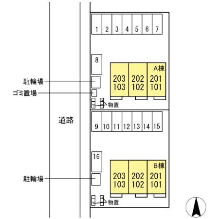 グラシアス オー　Ｂの区画図