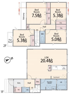 【間取り】 | 【仲介手数料無料！！】日野市日野本町4丁目　新築戸建て（全2棟）2号棟　6590万円