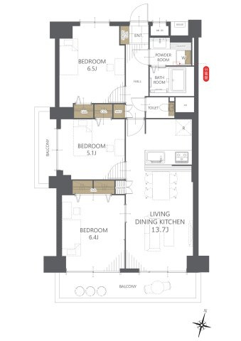 【間取り】日商岩井北浦和マンションＢ棟 