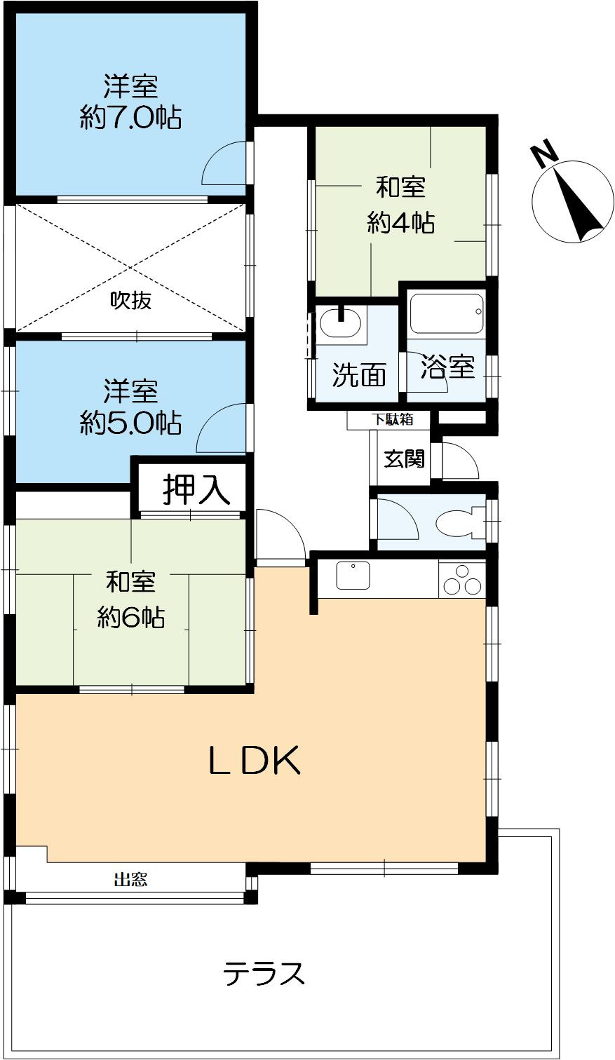 テラスハウス住吉台の間取り
