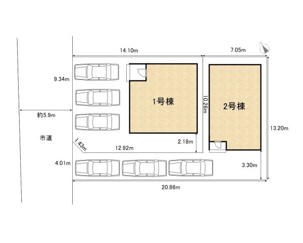 碧南市宮町6丁目第1期　新築一戸建　＜1号棟＞の区画図|駐車スペース並列3台可