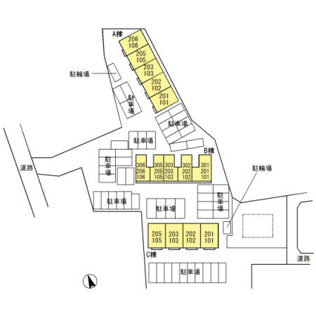 ウエスト　フィールド　B棟の区画図