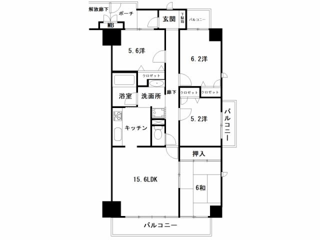 桟橋通　中古マンション(アプリア桟橋４階）の間取り|1360万円　専有面積86.35㎡　　4LDK
