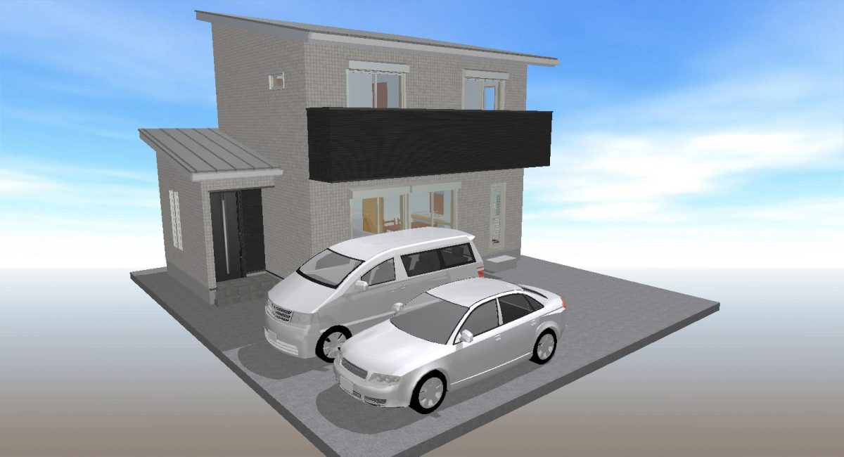 福井東町（北）　売土地　（建築条件付）の外観パース|高知市福井東町、福井バス停徒歩約2分の好立地！敷地132.59㎡の建築条件付き売土地。南向きで日当たり良好、プラン変更可能な新築プランもご用意！