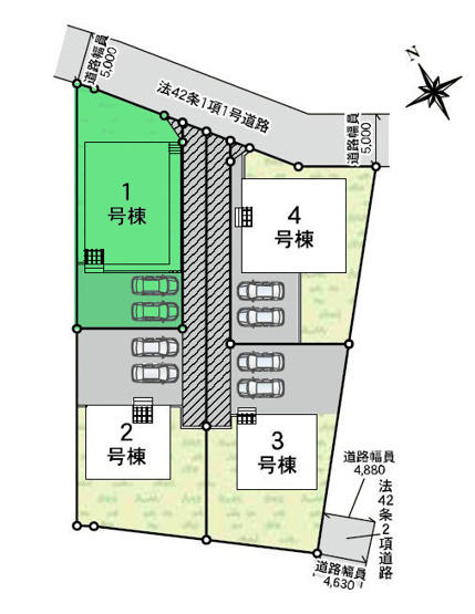 【区画図】 | クレイドルガーデン高崎市金古町第16ー① | 金古南小学校まで1.8Kｍ！
開放的な角地に面した敷地面積66坪！