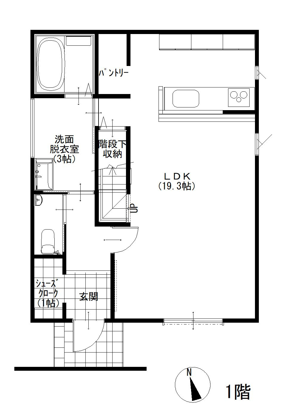 高島市新旭町熊野本2丁目新築戸建の間取り|1階平面図