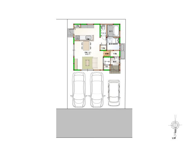 吾川郡いの町枝川 ⑭ 新築戸建ての土地図|駐車場も広々３台停められます♪