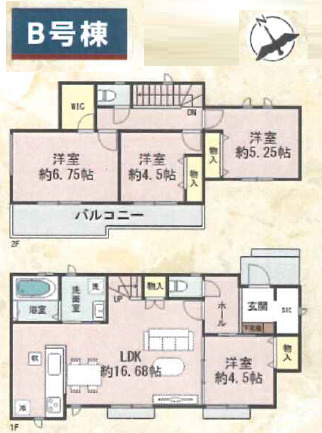 【間取り】 | 明石市魚住町西岡1846（全5棟）B号棟 | 4LDK＋WIC＋SICです。