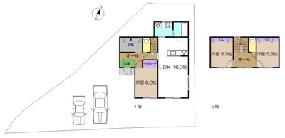 【土地図＋建物プラン例】 | 建築条件付き宅地　高知市神田 | プランです
