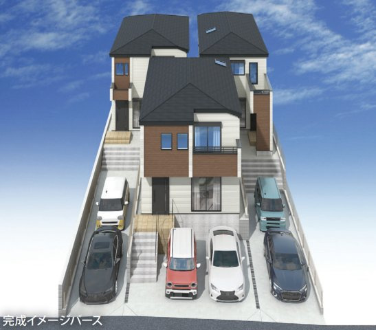 横浜市泉区中田南２丁目 新築戸建て【仲介手数料無料】カースペース2台の外観パース