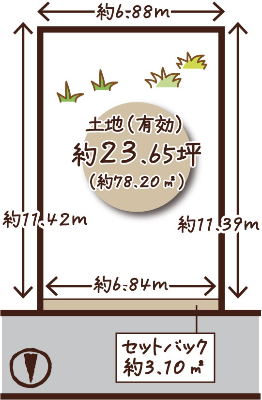 山ノ内苗町　建築条件無土地の土地図