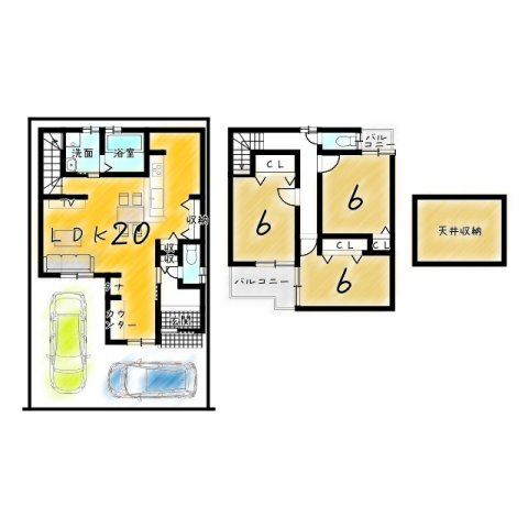 山ノ内苗町　新築参考プランA　建築条件付土地の土地図＋建物プラン例|【土地2900万円　建物1799万円】