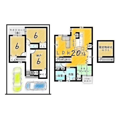 山ノ内苗町　新築参考プランB　建築条件付土地の土地図＋建物プラン例|【土地2900万円　建物1899万円】