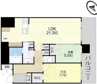 【間取り】 | エルザグレース堀江タワー | 【間取り】12階・南住戸☆すべてのお部屋がバルコニーに面した良物件！