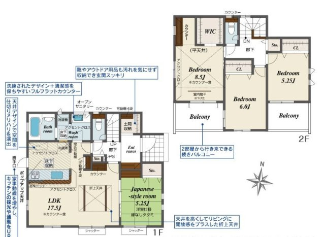 ブルーミングガーデン前橋市北代田町　3号棟の間取り|収納充実♪南向きの4LDKで陽当たり良好な間取りです！
土地面積207.77㎡、建物面積107.02㎡で十分な広さです！