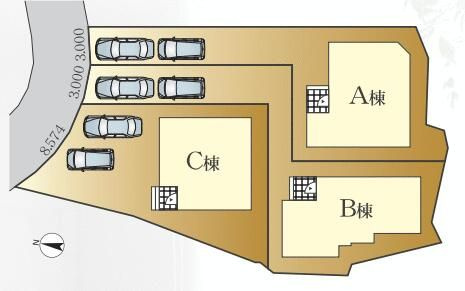 鎌倉市梶原2丁目　新築戸建ての区画図