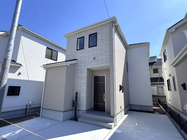 松戸市栗ケ沢新築戸建【栗ケ沢小学校：10分】の外観|L号棟外観・完成済み内覧可能です！