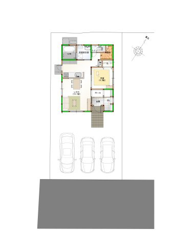 いの町枝川建売⑪の区画図|駐車3台可能なカースペース付き♪