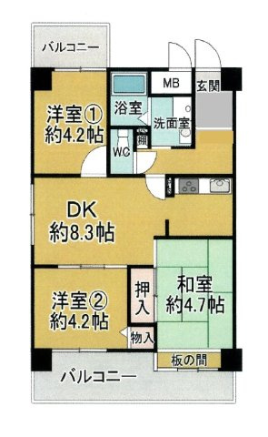 ライオンズマンション和歌山三木町の間取り