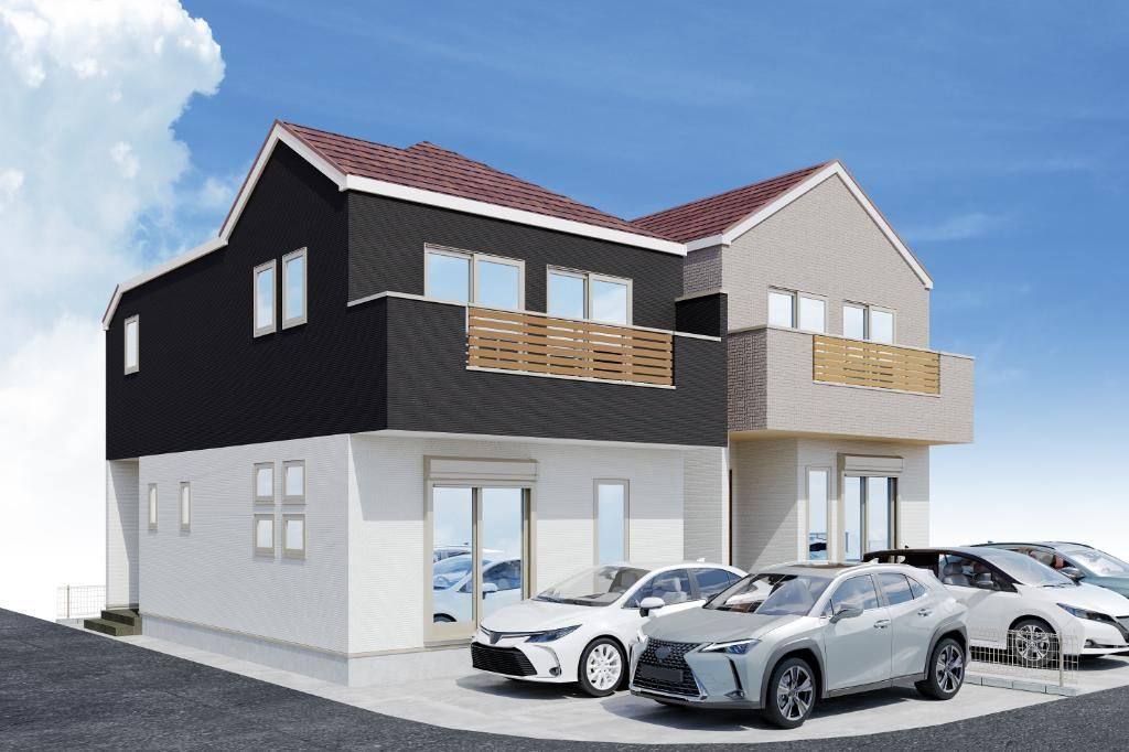 茅ケ崎市高田3丁目　新築戸建ての外観パース
