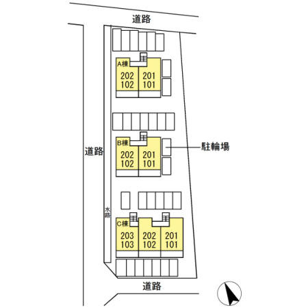 グリーンフィールズ　C棟の区画図